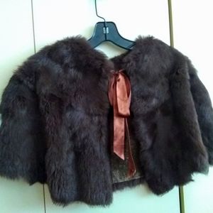 Genuine rabbit fur reversible cape